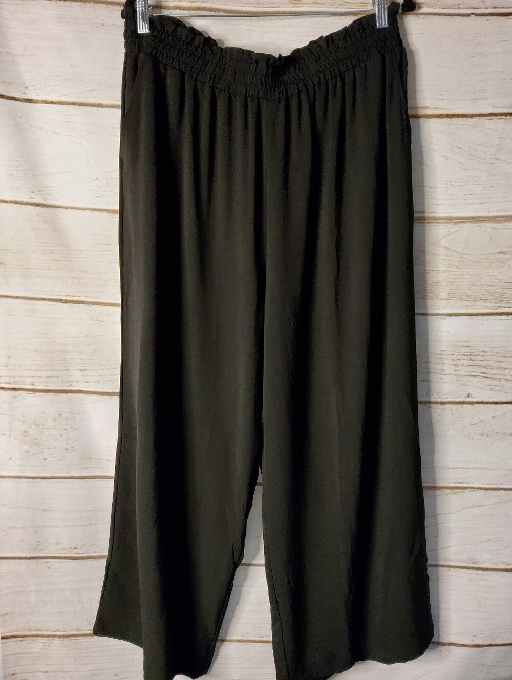 LASTSHE Black Wide Leg Elastic Waist Pants